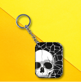Skull Web Metal Keychain