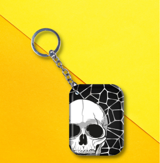 Skull Web Metal Keychain