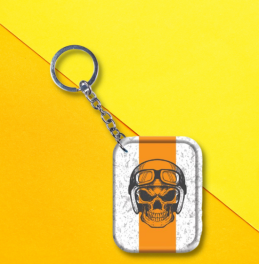 Orange Skull Keychain